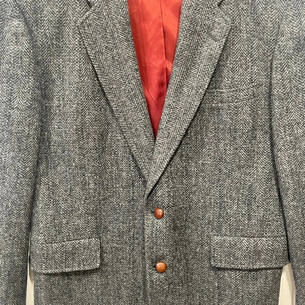 Harris Tweed Learbury Mens Herringbone Blazer Jacket 44 Long‎ Scottish Wool